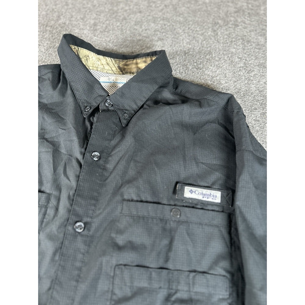 Columbia PFG Fishing Shirt Mens XL /TG Black Omni-Shade Long Sleeve Button Down